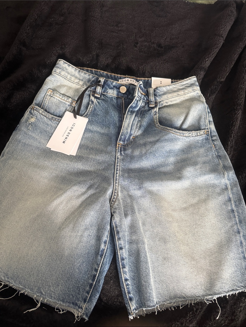 Women's Light Blue High-Rise Denim Shorts